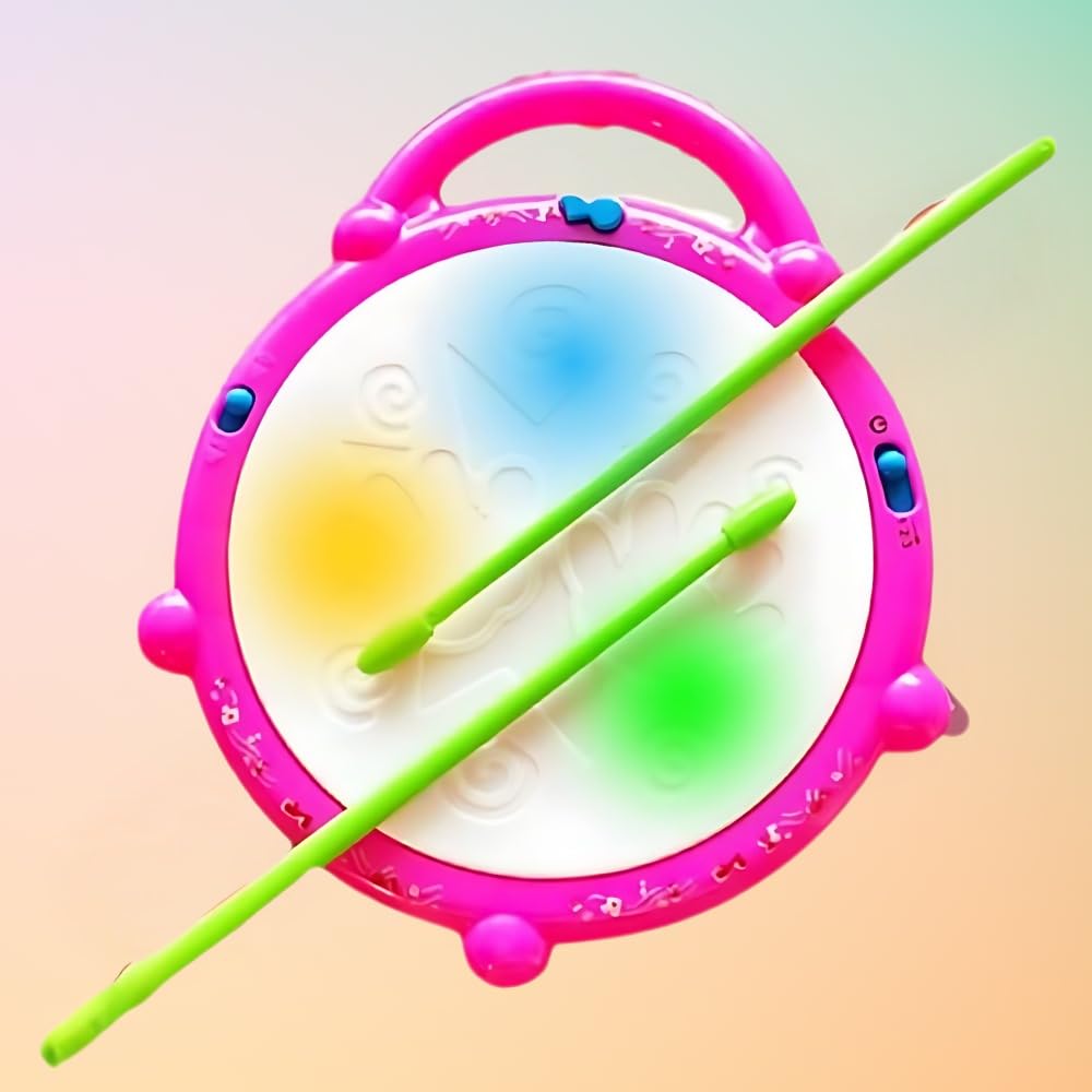 ToyMagic 3D Flash Drum Toy with Flash Light & Musical Sound Instrument|3 X AA Battery Operated (Not Included)|Learning & Educational Baby Toy|Birthday Gift for Boys & Girls 3 Years +|Made in India