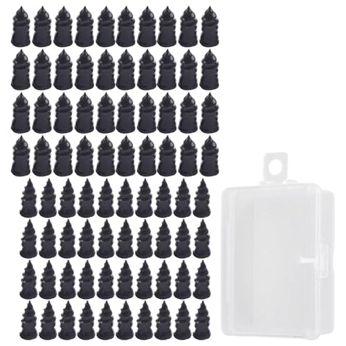 Kit de 80 tornillos de reparación de neumáticos de goma con dos tamaños para coches, motocicletas, camiones, bicicletas, neumáticos agrícolas sin cámara, color negro con caja de almacenamiento