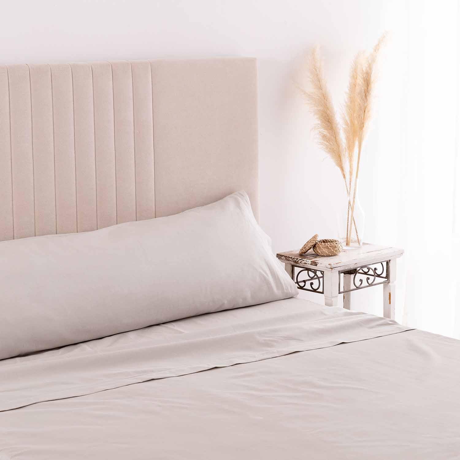 Juego de Sábanas 100% Algodón | Certificado Oeko-Tex | 144 hilos | Fibras Naturales | Ropa Cama 4 Piezas: Sábana Encimera, Sábana Bajera y 2 Fundas de Almohada | Cama 180 | Color Gris