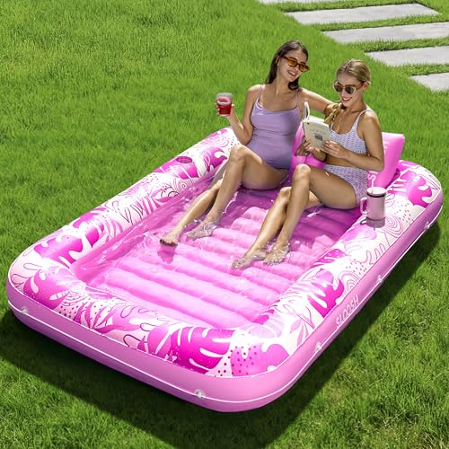 Sloosh 212x142cm Flotteur de Piscine Gonflable pour Bronzage, Flotteur de Piscine pour Adultes pour Bain de Soleil, Chaise Longue de Piscine Gonflable pour...
