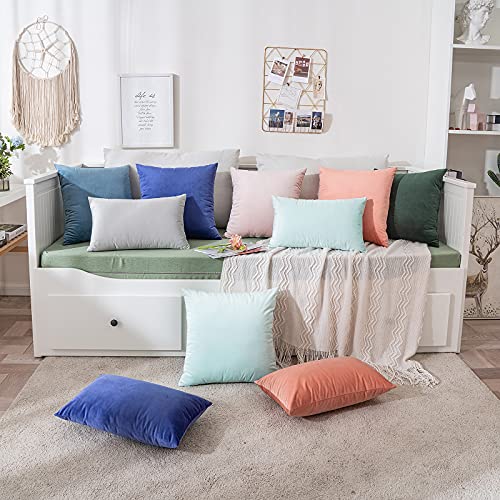 Image of MIULEE Pack of 2 Greyish White Velvet Throw Pillow Covers 12x20 Inch Soft Solid Decorative Set Lumbar Cushion Cases for Spring Couch Sofa Bedroom