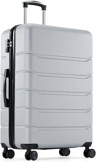 OLIXIS 20 Inch Carry-On Luggage, Hardside Suitcase with Spinner Wheels, Lightweight ABS Hard Shell Travel Luggage, TSA Approved Lock, Expandable Small Suitcase for Business & Travel–Light Grey