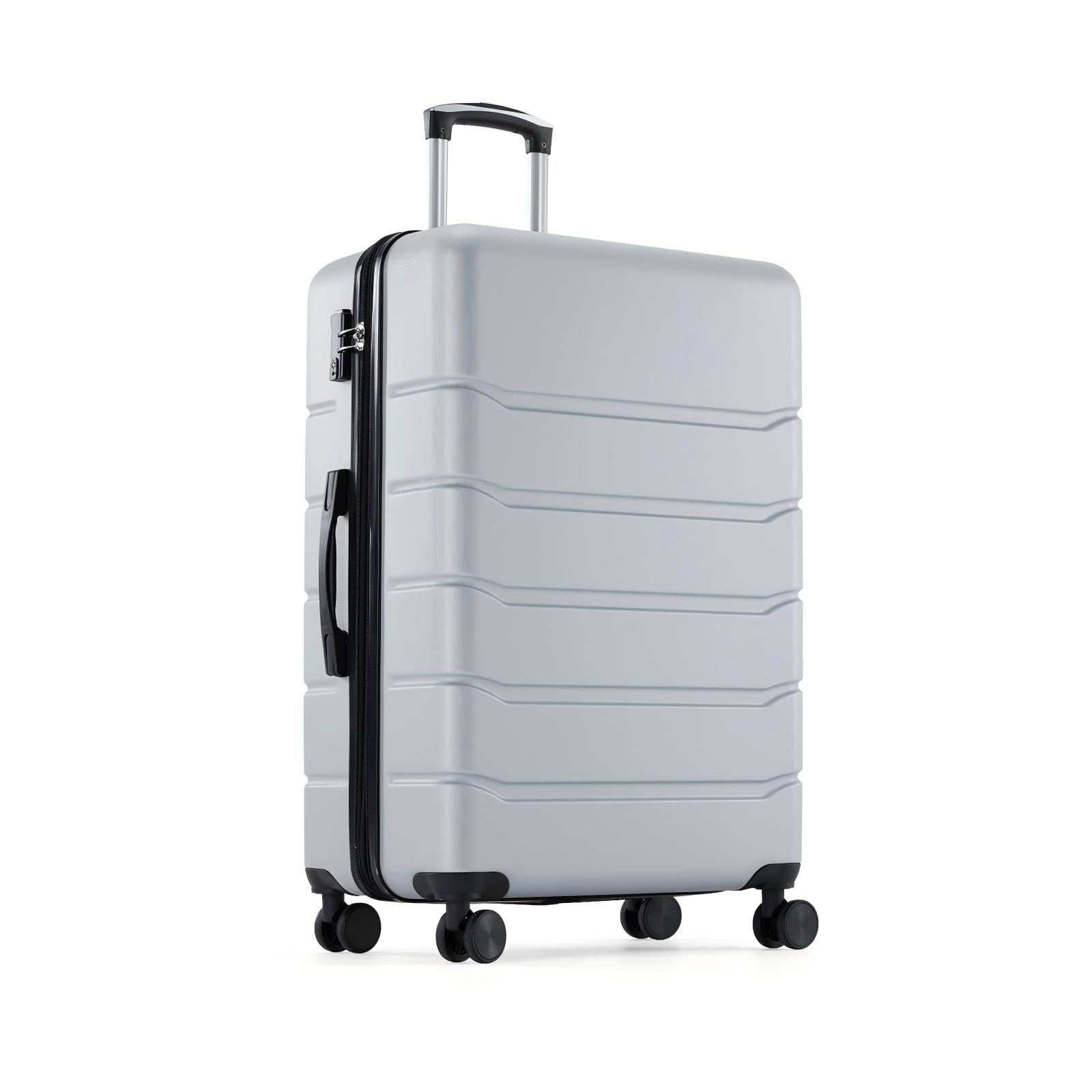 20 Inch Carry-On Luggage, Hardside Suitcase with Spinner Wheels, Lightweight ABS Hard Shell Travel Luggage, TSA Approved Lock, Expandable Small Suitcase for Business & Travel–Light Grey