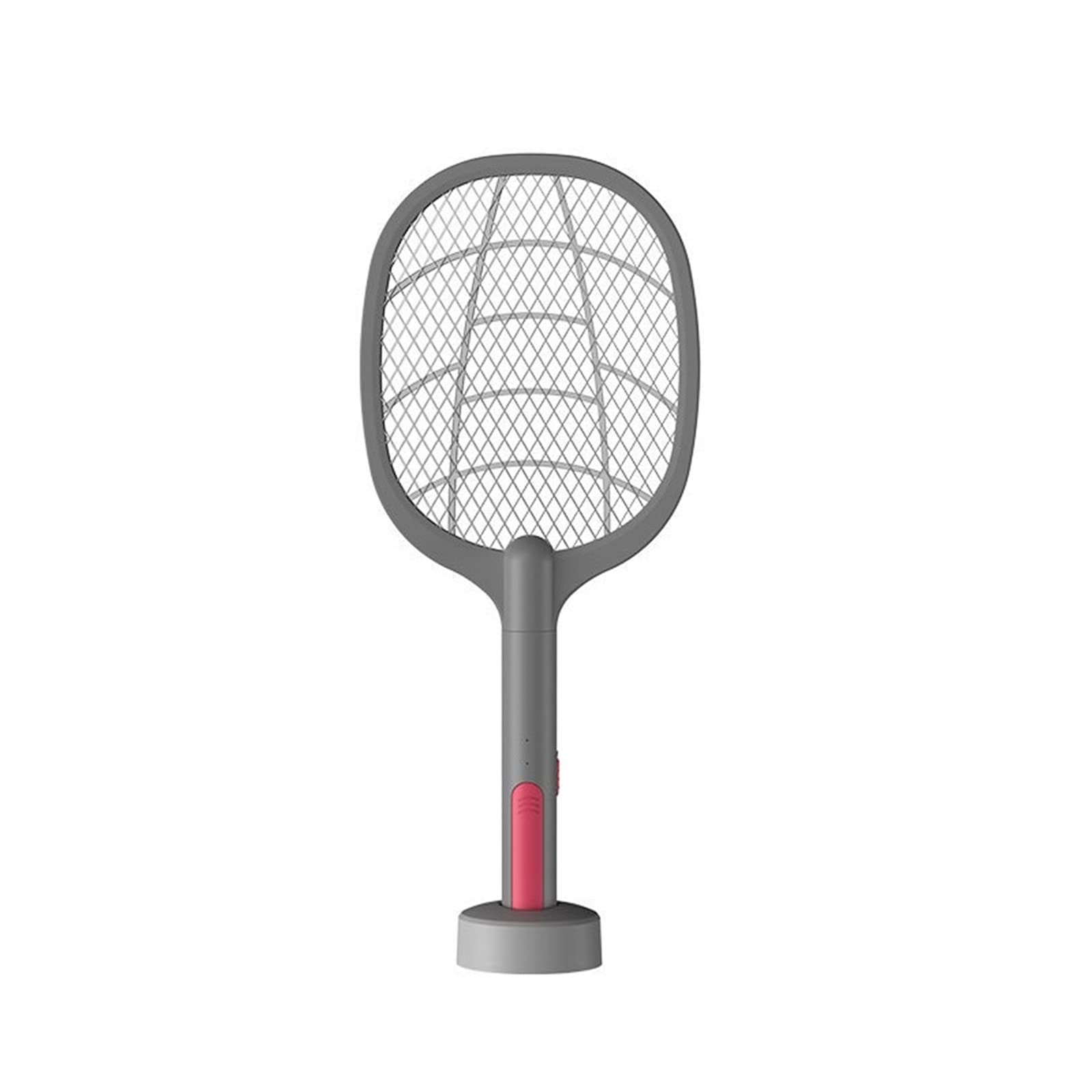 FAXIOAWA Matamoscas eléctrico, matamoscas eléctrico de 3000 V, matamoscas, Recargable por USB con Base de Carga, con Bandeja de Almacenamiento, Gris