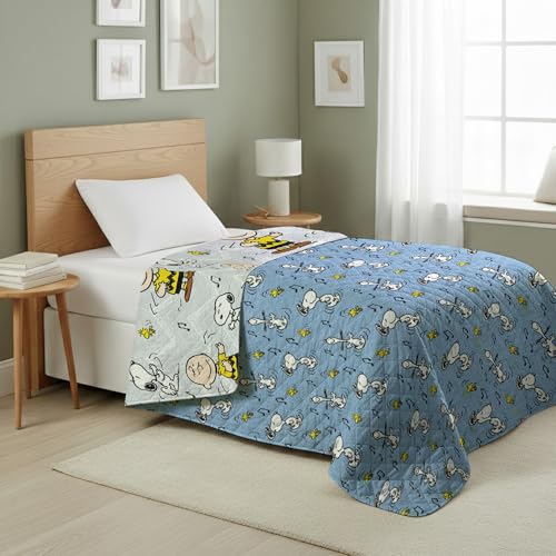 Image of Northwest Peanuts Friends Happy Dance Quilted Throw Blanket 60x80 inches