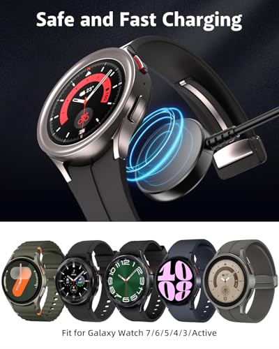Charger for Samsung Watch Charger Compatible with Galaxy Watch 7/6/6 Classic/5/5 Pro/4/4 Classic/3/Active Ultra/FE Galaxy Watch Charger USB Magnetic Wireless Charging for Samsung Galaxy Watch-3.3ft - Thumbnail 3