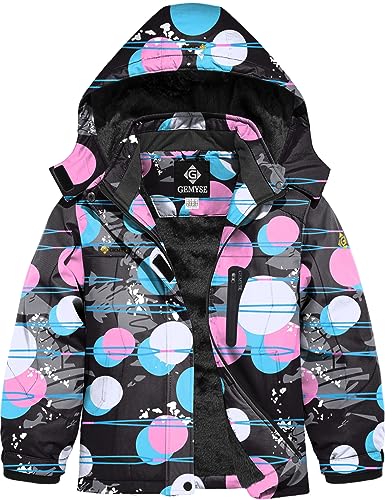Image of GEMYSE Girl's Waterproof Ski Snow Jacket Hooded Fleece Lined Windproof Winter Jacket