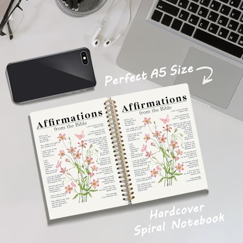 SkyCozy Christian Floral Notebook Journal, Bible Verse Affirmation Journal, Christian Gifts for Women, Religious Scripture Flower Hardcover Spiral Notebook 5.5x8.3 Inch