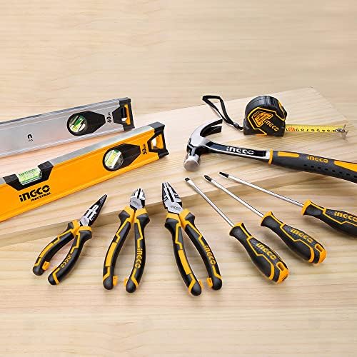 INGCO 4Pcs Pliers Set 8 Inch Combination Pliers 7 Inch Diagonal Cutting Pliers 6 Inch Long Nose Pliers 10 Inch Pump Pliers with Stackable Plastic Box HKTV01P041