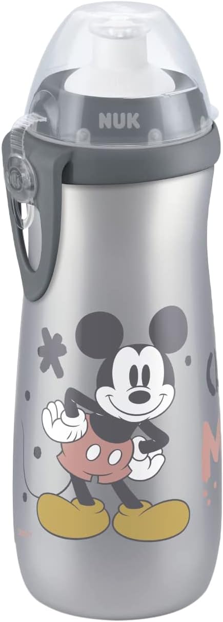 Borraccia per bambini NUK Sports Cup | 24+ mesi | Beccuccio push-pull antigoccia | Clip e coperchio protettivo | Senza BPA | 450ml| Disney Topolino