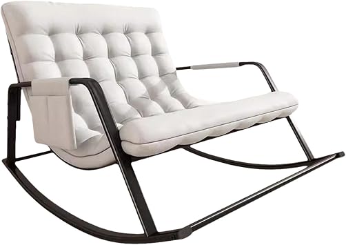 Double Rocking Chair Relax Recliner Chair with Back Removable Seat Pad Floor Sofa Chair Kids Room Living Room Furniture Grey