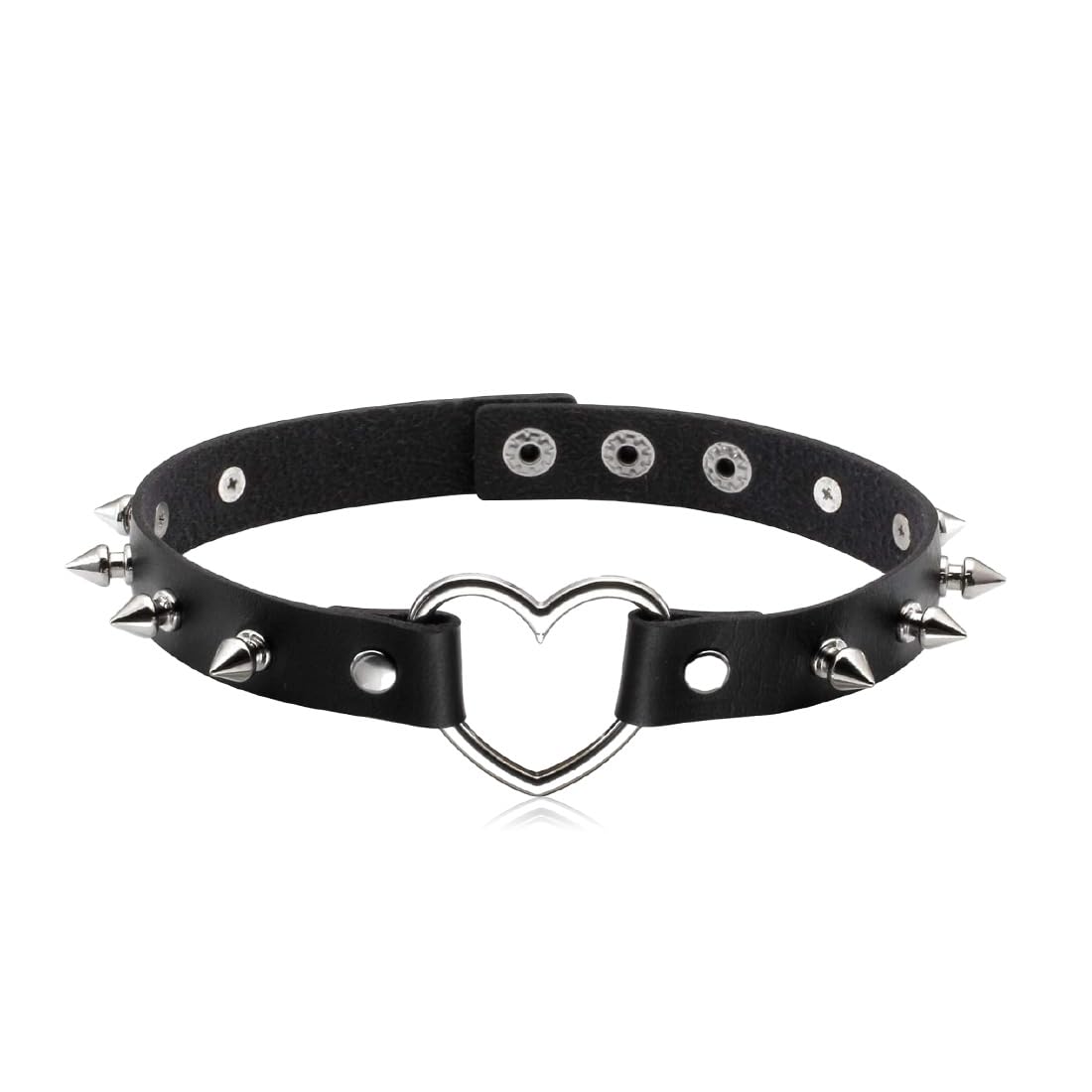 Collana Choker in Lega con Cuore a Cavità per Ragazze e Donne, Perfetta per Party e Club Femminili, Realizzata in Pelle Sintetica con Stile Gotico Regolabile, 1 Pezzo