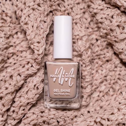 Image of Nails & More Creamy Beige Nail Polish, Argan Oil-Infused Gel Shine, Malt Cream, Warm Nude Nails, Everyday Wear | 10ml