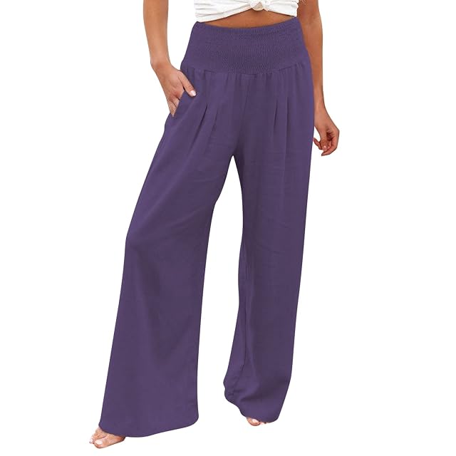 Womens Loose Fitting Solid Color Casual Drawstring Lounge Pants for Women Hippie Pants Essentials Wide Leg Flowy 2023