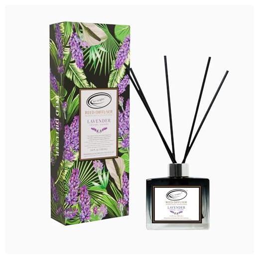 Air Jungles Lavender Scent Reed Diffuser Set with Sticks, Essential Incense Oil Air Freshener for Bathroom, Office, Gym, and Bedroom Fragrance, 3.4 fl. oz