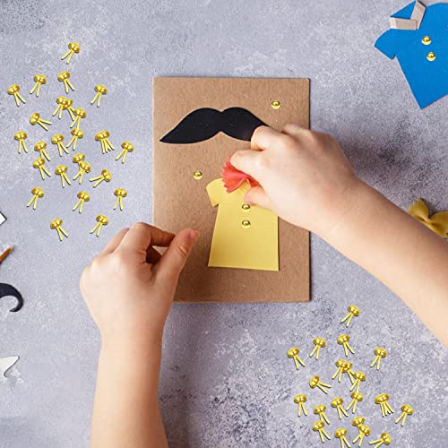 YUE QIN 500 Stück Musterbeutelklammern Mini Rundkopfklammern Metall Brads Papierverschlüsse Briefklammern für Kartenherstellung Scrapbooking Kunst Basteln DIY (0.3 x 0.47 Zoll)
