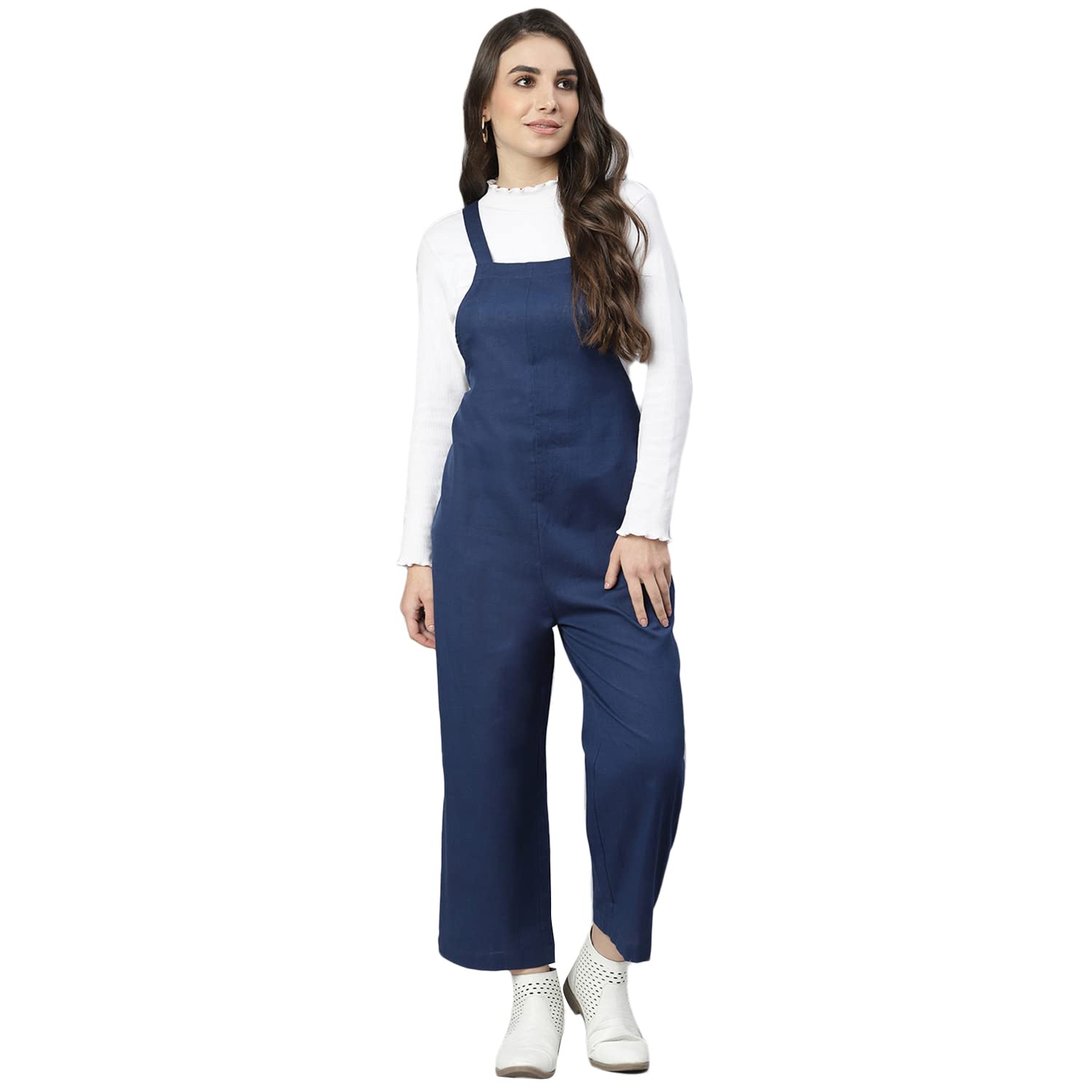 DEEBACOWomen's Relaxed Fit Cotton|Jumpsuits for Women Stylish Western|Coord Set for Women|One Piece|Jumpsuit for Girls|Summer Dress|Dungaree for Women|Latest|New|Culotte (Blue,Black,Turquoise)