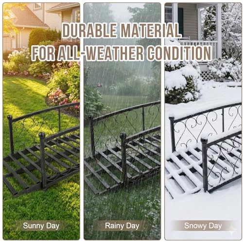 TTGIEET Metal Garden Bridge 6 FT, Durable Decorative Footbridge with Siderails Large Outdoor Bridges, Weight Capacity 660 lbs for Backyard, Creek, Lawn, Stream (6FT)