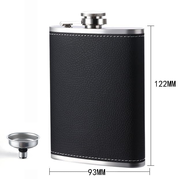 Alcohol Flask 304 Stainless Steel Hip Flask for Men and Women Lightweight Flask Alcohol Portable Whiskey Flask with Funnel for Camping, Hiking, and Outdoor Activities