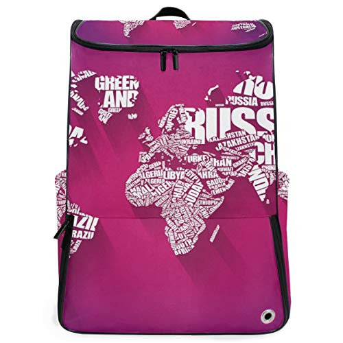 Preisvergleich Produktbild Rucksack Rucksack Travel Daypack Wortwolke Weltkarte Büchertasche Lässige Reise Wasserdicht