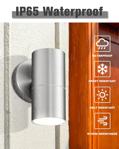 Image of Ken & Ricky Modern Stainless Outdoor Wall Sconce Lights,Brush Nickel,2 PK