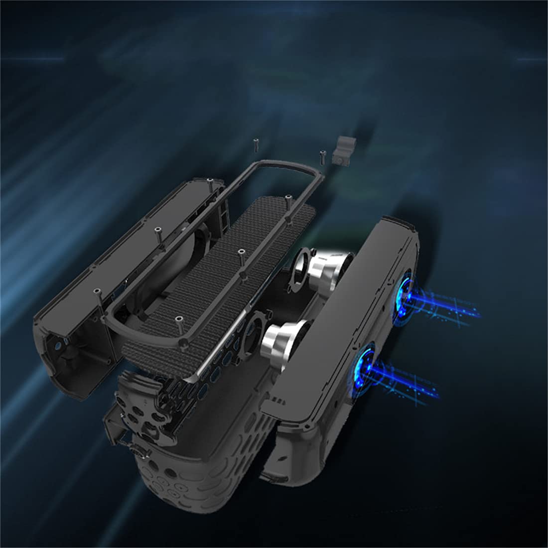 Altoparlante Bluetooth, Adattatore Audio Wireless HiFi, per Il Sistema Audio in Streaming Musicale Funziona, con La Ricarica Solare, La Luce di Emergenza, per L'esterno,Nero