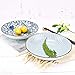 YALONG 7 inch Ceramic Shallow Bowls Porcelain Asian Plate Set Assorted Motifs Floral Blue Plates Serving Dinner Bread Butter Dinner Appetizer Salad Dessert Snack Microwave & Dishwasher Safe