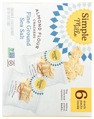 Image of Simple Mills Almond Flour Crackers, Fine Ground Sea Salt Snack Packs - Gluten Free, Vegan, Healthy Snacks, 4.9 Ounce (Pack of 1)
