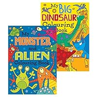 Squiggle - Boys A4 My Monster/Alien & Big Dinosaur Colouring Books - Set of 2