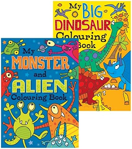 Squiggle - Boys A4 My Monster/Alien & Big Dinosaur Colouring Books - Set of 2