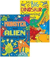 Squiggle - Boys A4 My Monster/Alien & Big Dinosaur Colouring Books - Set of 2