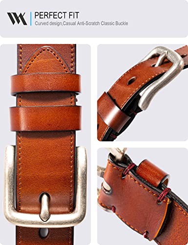 Image of WOLFANT Full Grain Leather Belt for Men,1.5 inch Italian Real Solid Leather | All-Day Comfy Durable Leather Belt for Casual, Work and Daily Wear