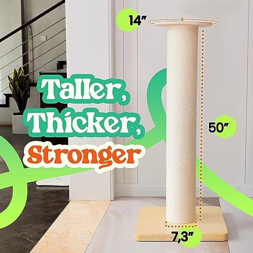 KONELCARE 50' Tall Cat Scratching Post, Extra-Large Post for Large Cats