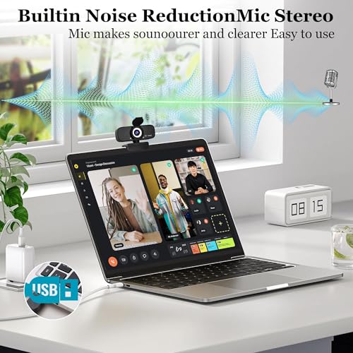 1080P HD Webcam for PC with Auto Focus & Noise Cancelling Mic - Plug and Play Computer Camera for Video Conferencing, Online Classes, Live Streaming - Ideal for Remote Workers, Students, Gamers
