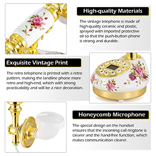 Retro-Vintage-Antique-Telephone-Old-Fashioned-with-Push-Button-dial-LCD-Display-Classic-Decoration-Suitable-for-Home-Office-Luxury-Home-Star-Hotel-Art-Gallery