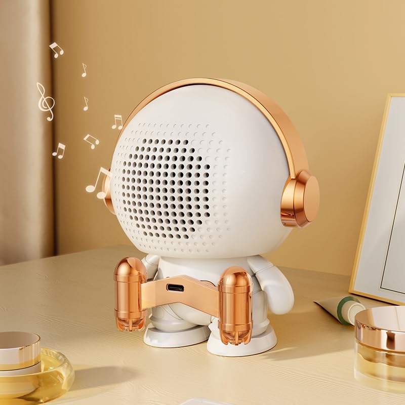 Haut-parleur Bluetooth sans fil portable or et blanc pour bureau - 4