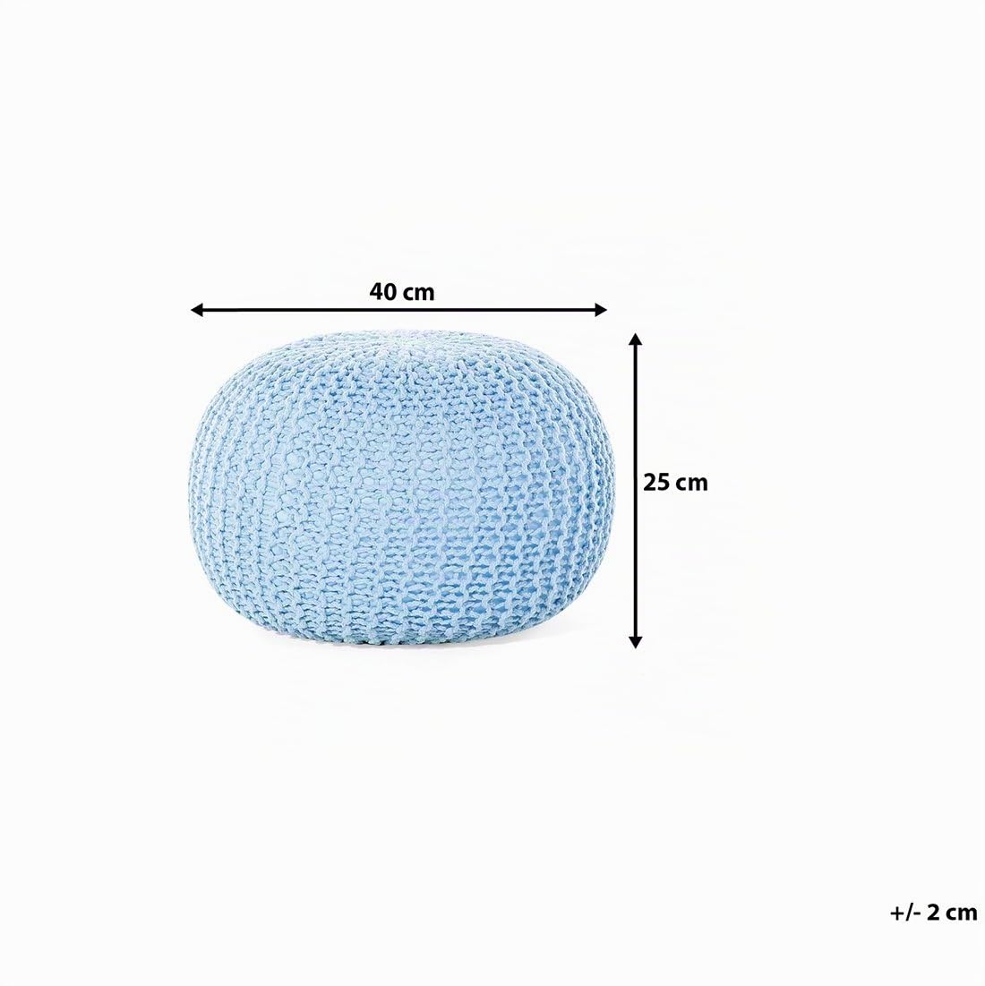 Beliani Pouf poggiapiedi in tessuto azzurro 40 x 25 cm