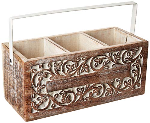 Wooden Utensil Cutlery Holder Caddy Flatware and Silverware Organizer Spoons, Forks, Knifes