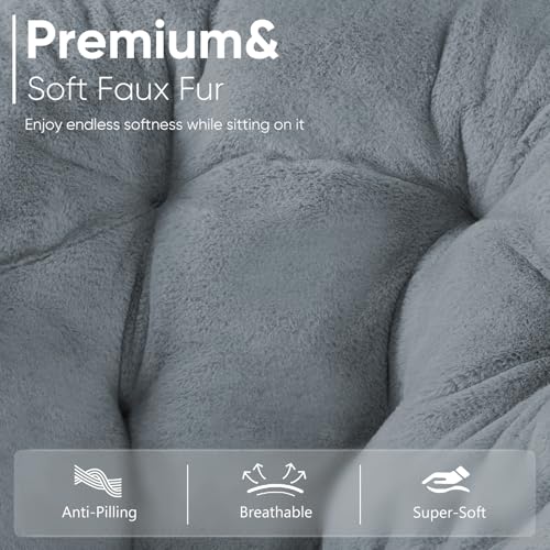 image for DUMOS Comfy Saucer Chairs Cozy Faux Fur Soft Lounge Cute Folding Bedro