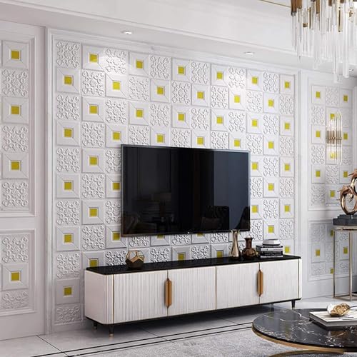 Image of KBR Self-Adhesive PVC 3D Wall Sticker Oil Proof and Waterproof, Kitchen Backsplash Stickers Wallpaper for Hotel, Living Room, Bedroom & Cafe Walls Decor (White Flower -Pack of 1)