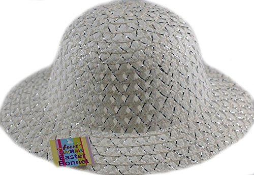Girls Easter Bonnet Hat - Ideal to decorate For School Parade - White / Silver by DP