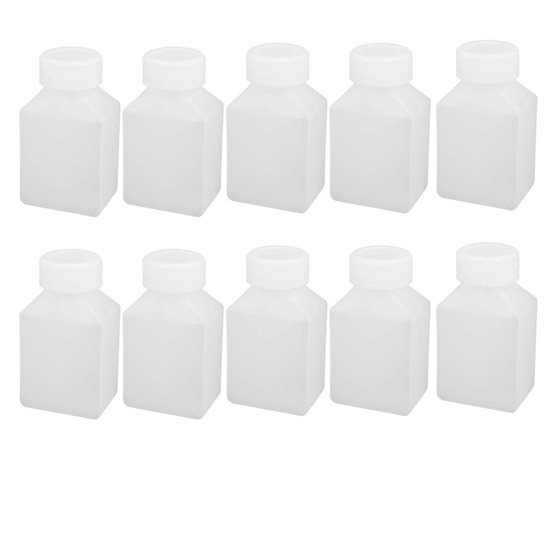 Aexit 10Pcs 50ml gauge HDPE Plastic Bottle Translucent DIY Square Bottle w Cover