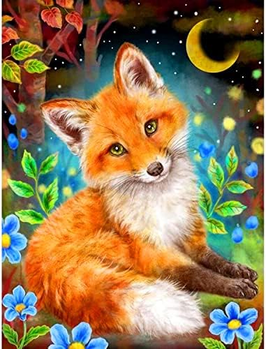 SYLANS 5D Fox Animal Diamond Painting for Adults Kids Diamond Art Kits Beginners DIY Full Round Drill Diamond Dots, 12 x 16 Inch ZKanimal ZKanimal