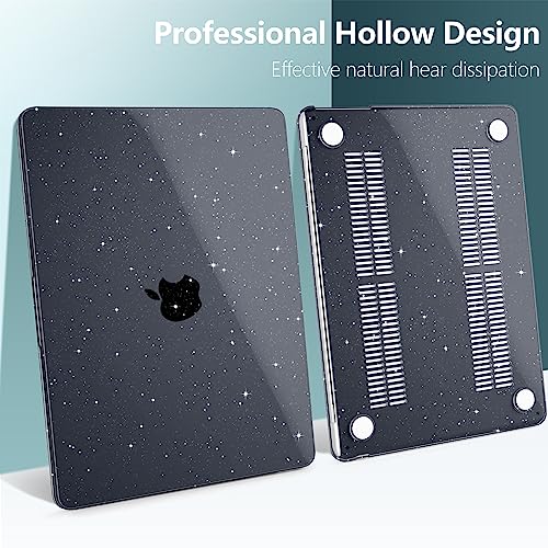 Image of DONGKE Compatible with MacBook Air 13.6 inch Case M4 M3 M2 2025 2024 2023 2022 A3240 A3113 A2681, Glitter Bling Plastic Hard Shell & Keyboard Cover for MacBook Air M4 13 inch Case, Sparkly Black
