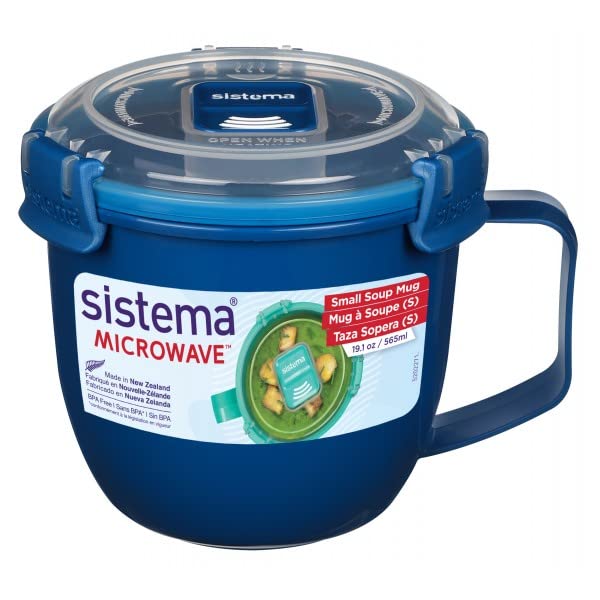 Sistema Pack of 6 Microwave Small Soup Cups, 565 ml, BPA Free, Mixed Colours, 13,4 x 10,7 cm - Image 2