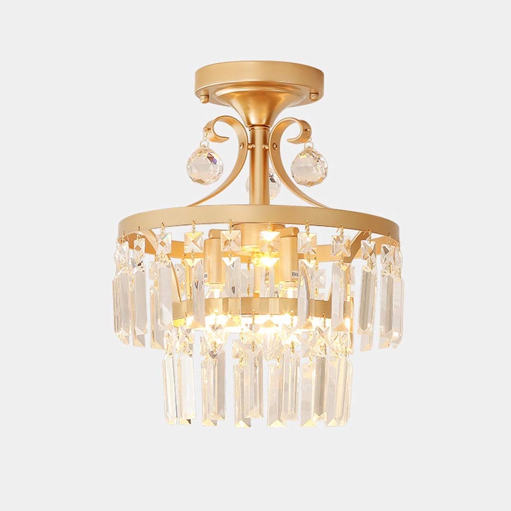 WYKDL Modern Crystal Raindrop Chandelier Lighting Flush Mount Ceiling Light Fixture Pendant Lamp European Modern Double-decker Corridor Led Crystal Chandelier Living Room Bedroom Dining Room