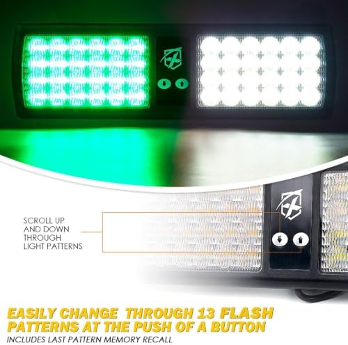Image of Xprite White Green 48LED Visor Lights Interior Windshield Sunshield Lights for Construction Vehicles Towing Work Trucks Plows Pickup Truck