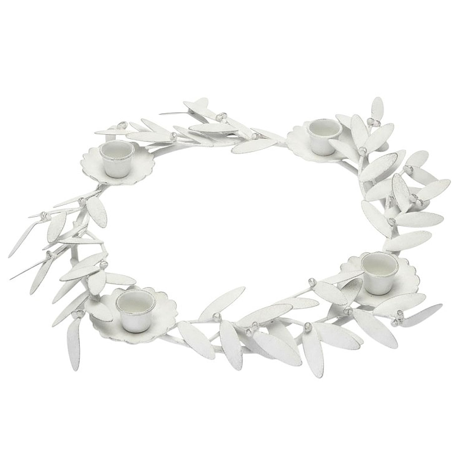 MACOSA PO540060_101 - Corona dell'Avvento con foglie, in metallo, 35 cm, 4 candelabri, decorazione da tavolo, Avvento, decorazione natalizia