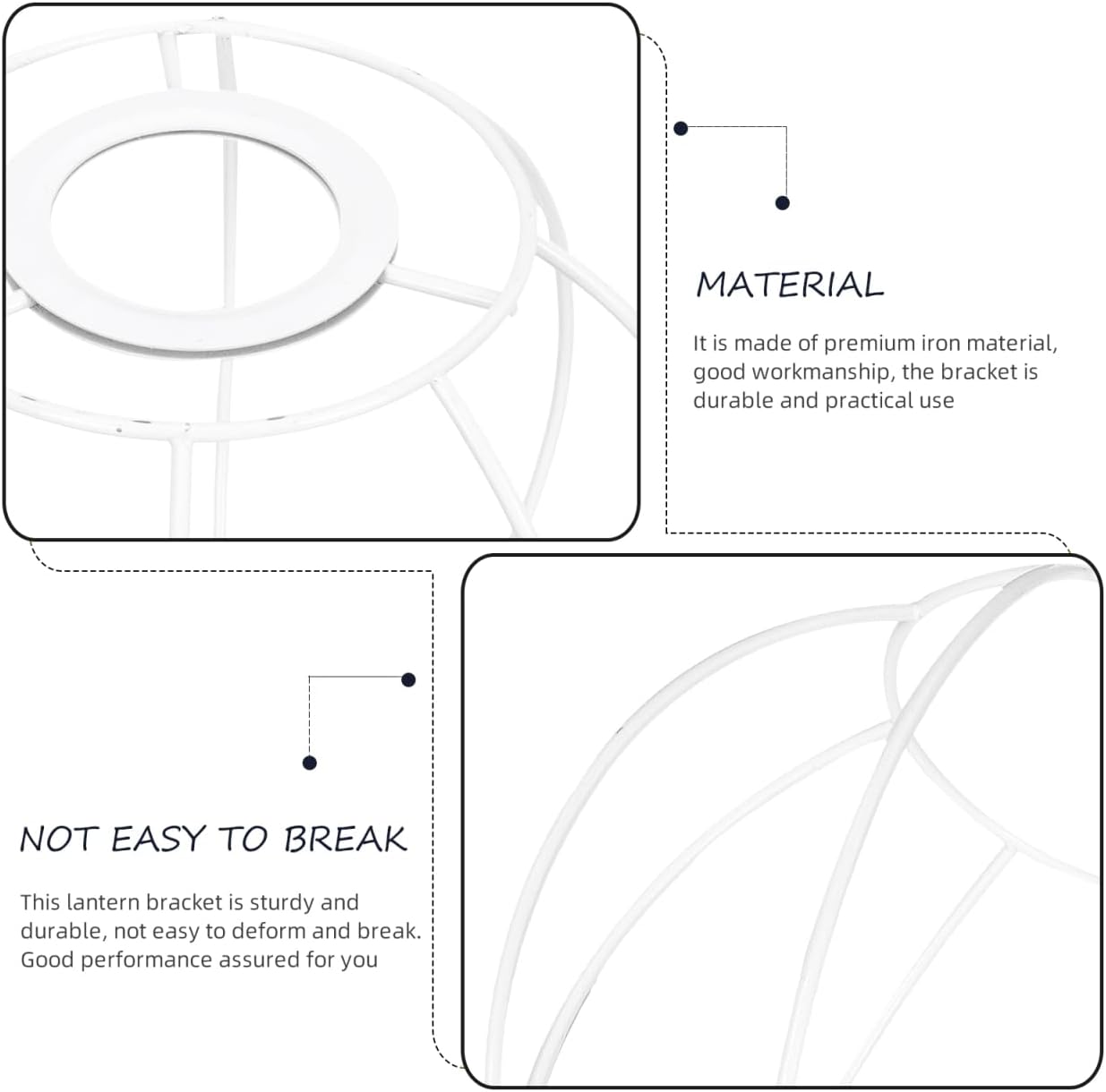 E27 Round Lantern Bracket Diy Craft Lamp Frame Ball Lampshade Holder Sturdy Light Accessory for Home Bedroom Office Decoration