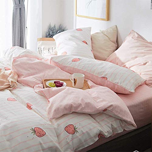 Cotton Plaid Fitted Sheet Queen Pink Grid Bedding Sheet Full Kids Girls Fitted Sheet Deep Pocket Bedding Bottom Sheet Cotton Plaid Mattress Cover for Teens Adults Queen Bedding Sheet